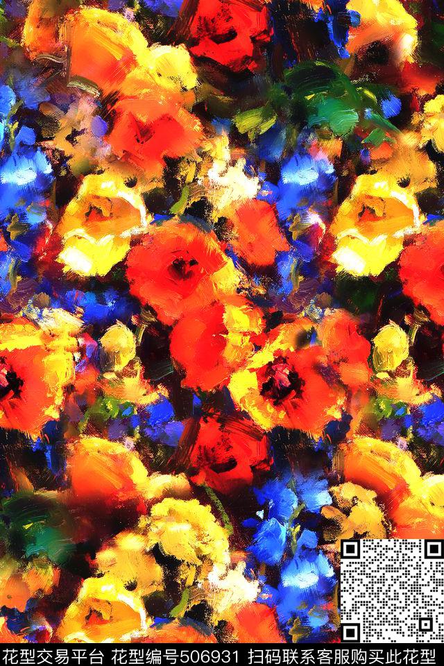 炫彩肌理抽象数码印花华亿平台下载（图片编号: 506931） - 瓦栏（Walan）