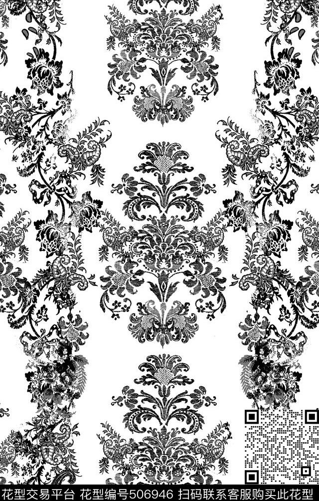 花卉图案藤蔓花卉传统印花华亿平台下载（图片编号: 506946） - 瓦栏（Walan）