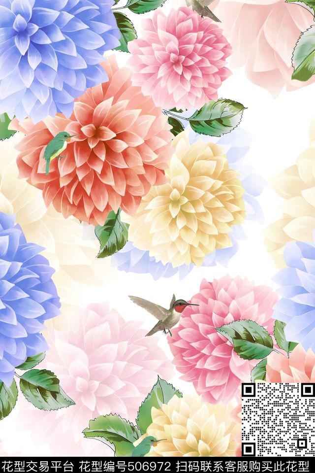 中国风花卉鸟数码印花华亿平台下载（图片编号: 506972） - 瓦栏（Walan）