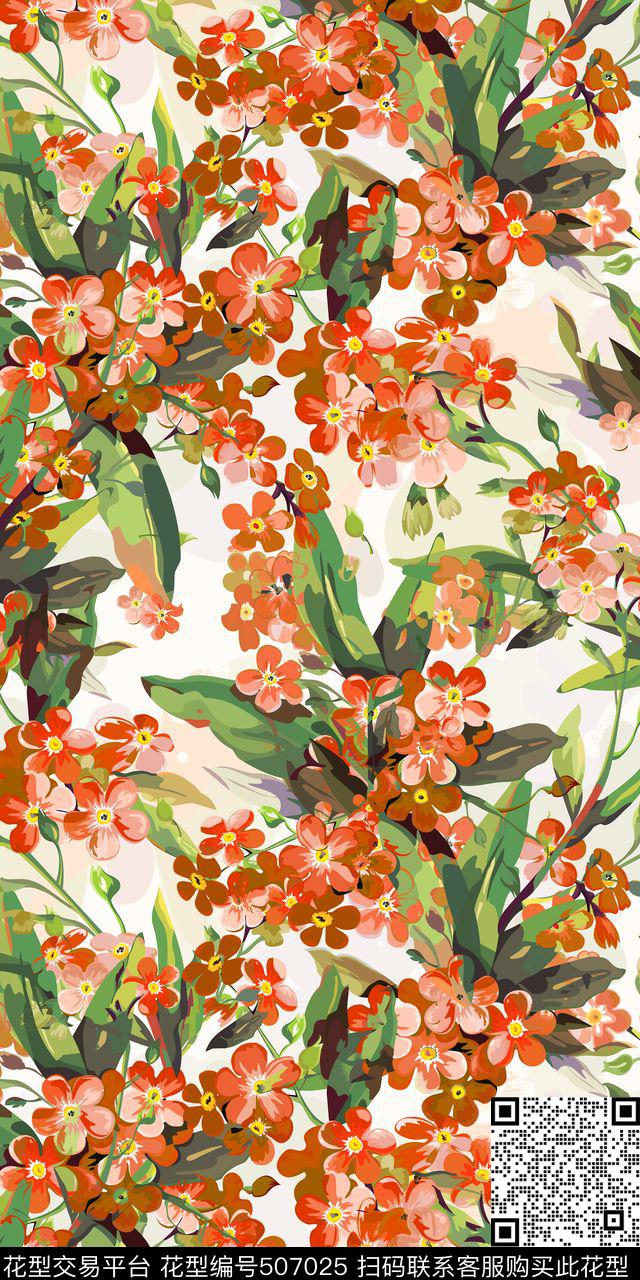 数码印花宫廷欧式小蓝花数码印花华亿平台下载（图片编号: 507025） - 瓦栏（Walan）