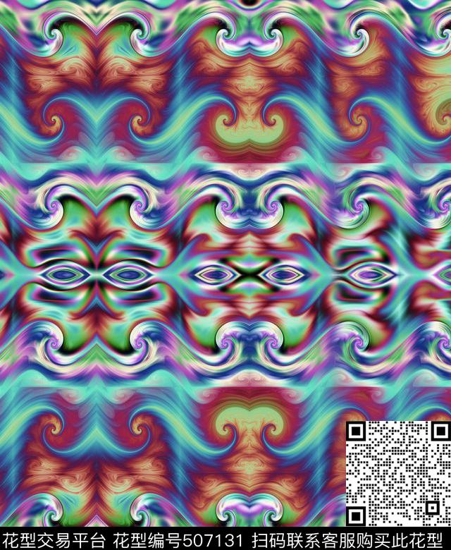 抽象时尚流行数码印花华亿平台下载（图片编号: 507131） - 瓦栏（Walan）