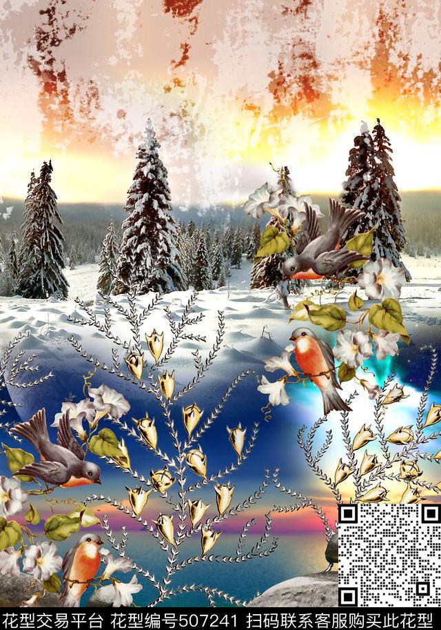 定位风景花卉数码印花华亿平台下载（图片编号: 507241） - 瓦栏（Walan）