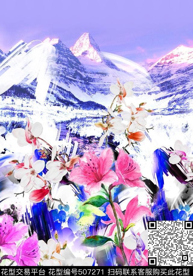 抽象定位风景数码印花华亿平台下载（图片编号: 507271） - 瓦栏（Walan）