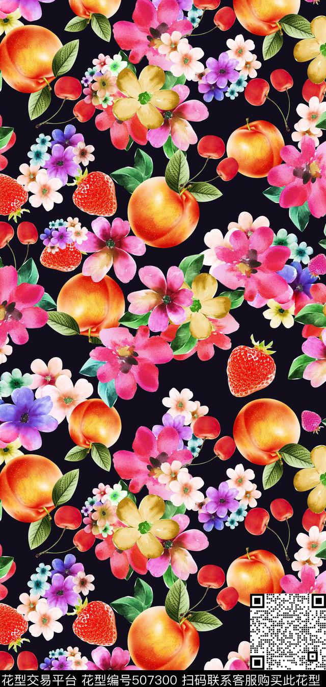 田园风小清新水果数码印花华亿平台下载（图片编号: 507300） - 瓦栏（Walan）