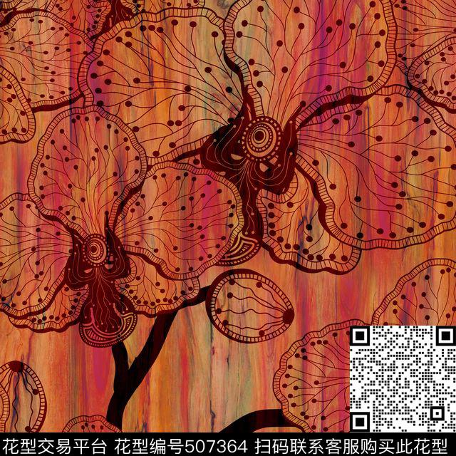时尚花卉女装自然纹理木纹数码印花华亿平台下载（图片编号: 507364） - 瓦栏（Walan）