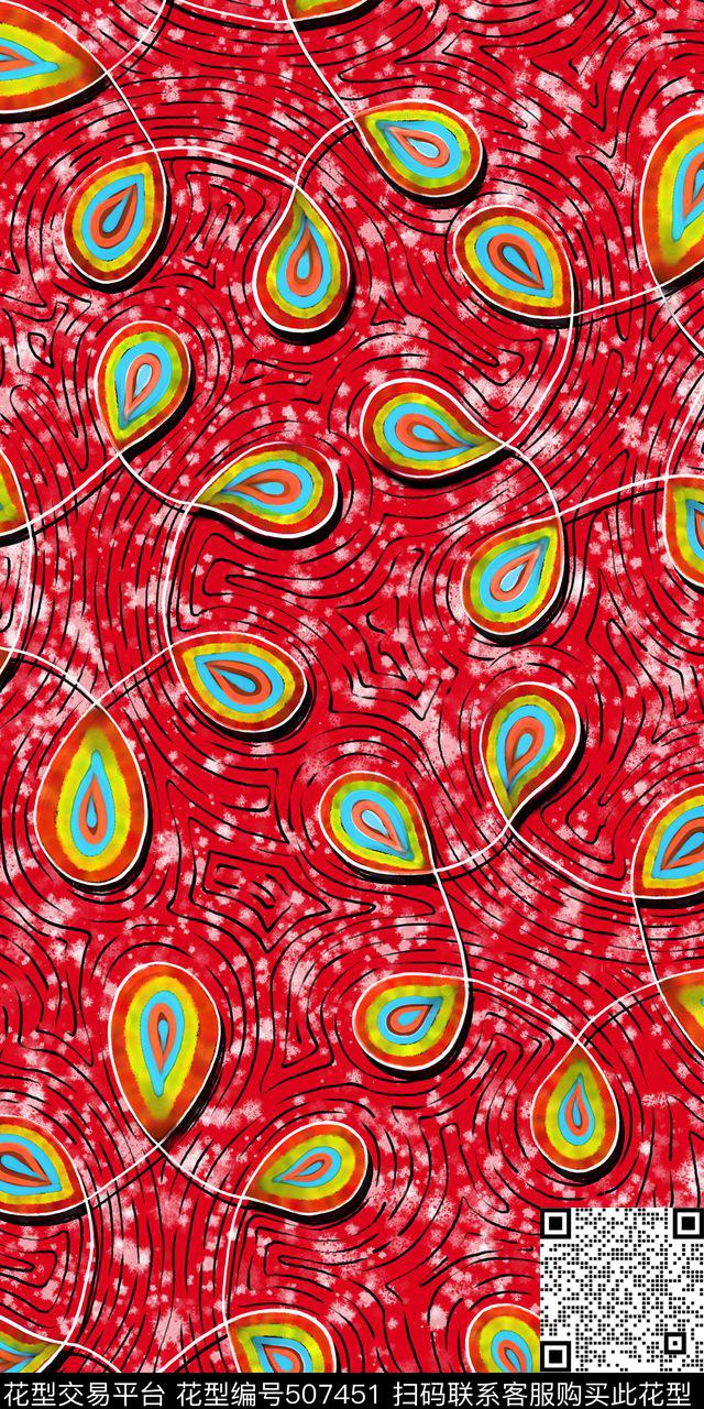 抽象女装波普风数码印花华亿平台下载（图片编号: 507451） - 瓦栏（Walan）