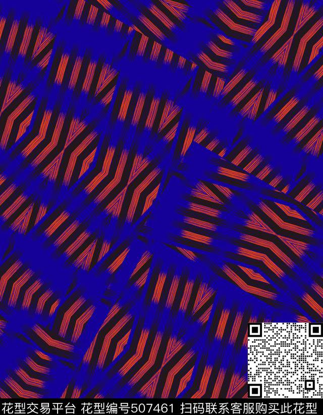 民族图案变异条纹传统印花华亿平台下载（图片编号: 507461） - 瓦栏（Walan）