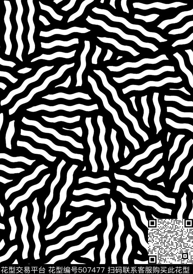 单色黑白条纹传统印花华亿平台下载（图片编号: 507477） - 瓦栏（Walan）