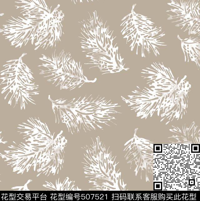 手绘植物剪影男女装传统印花华亿平台下载（图片编号: 507521） - 瓦栏（Walan）