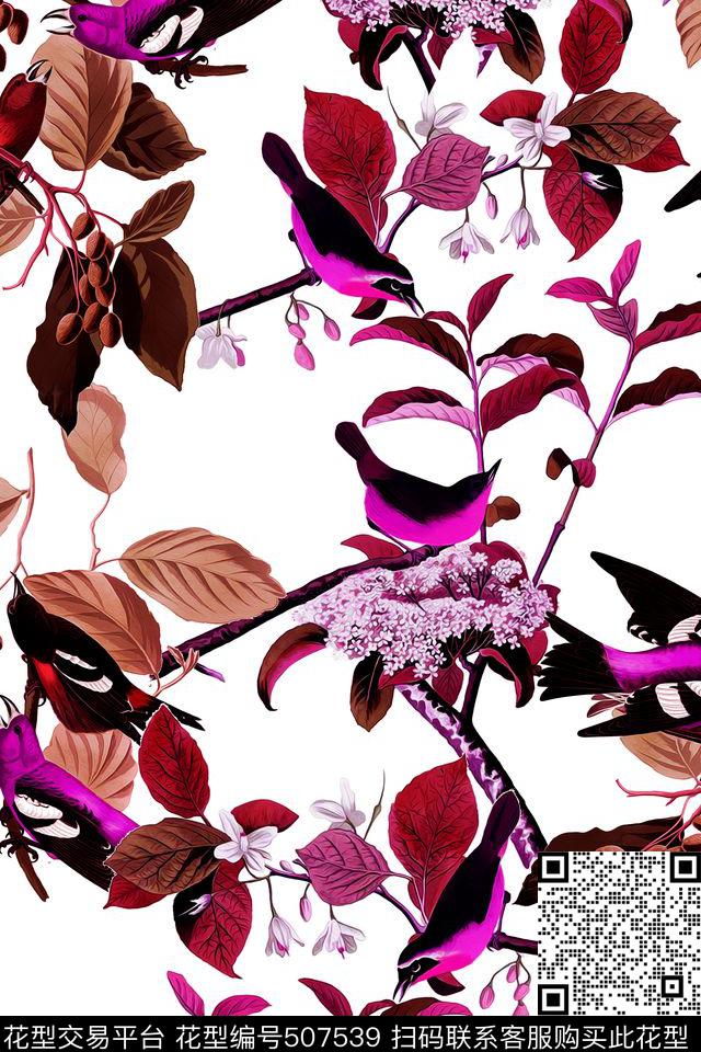 花鸟休闲简约数码印花华亿平台下载（图片编号: 507539） - 瓦栏（Walan）