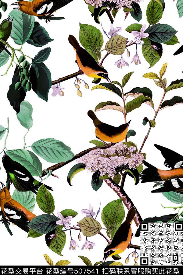花鸟休闲简约数码印花华亿平台下载（图片编号: 507541） - 瓦栏（Walan）