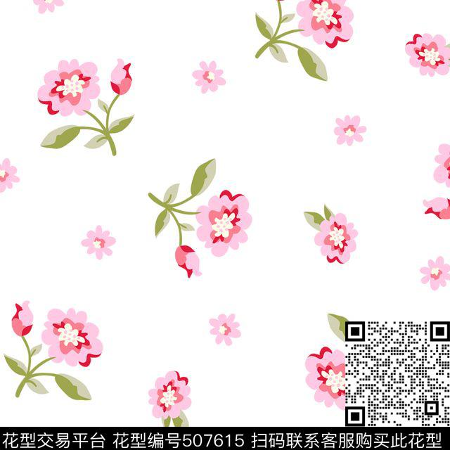 传统印花花卉小花花卉传统印花华亿平台下载（图片编号: 507615） - 瓦栏（Walan）