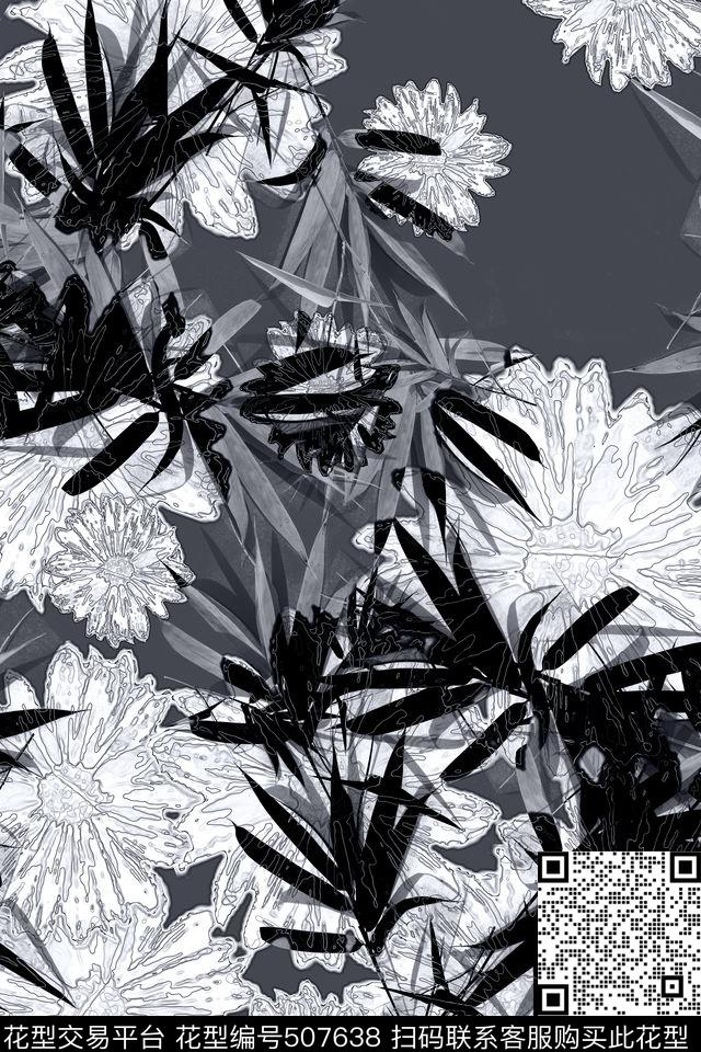 旗袍连衣裙女子花卉高风亮节中国风数码印花华亿平台下载（图片编号: 507638） - 瓦栏（Walan）