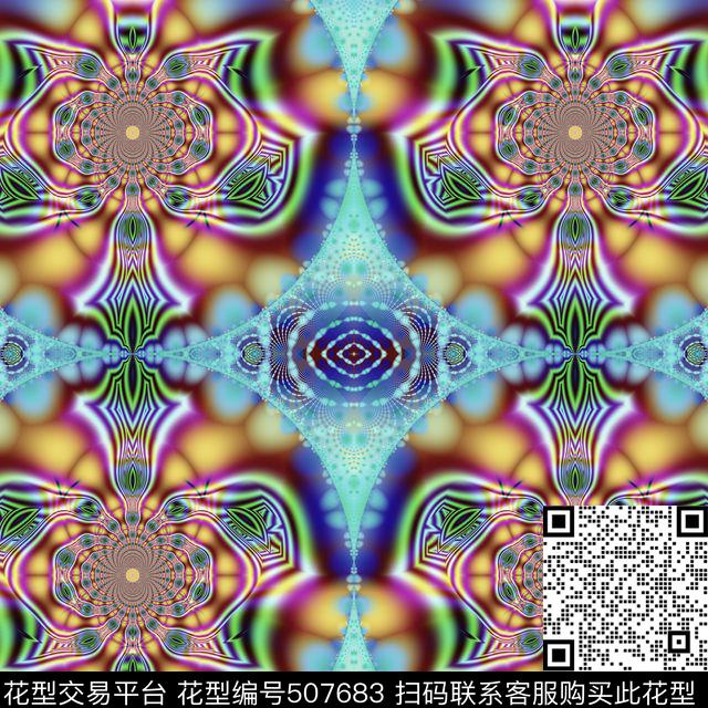 抽象时尚流行数码印花华亿平台下载（图片编号: 507683） - 瓦栏（Walan）