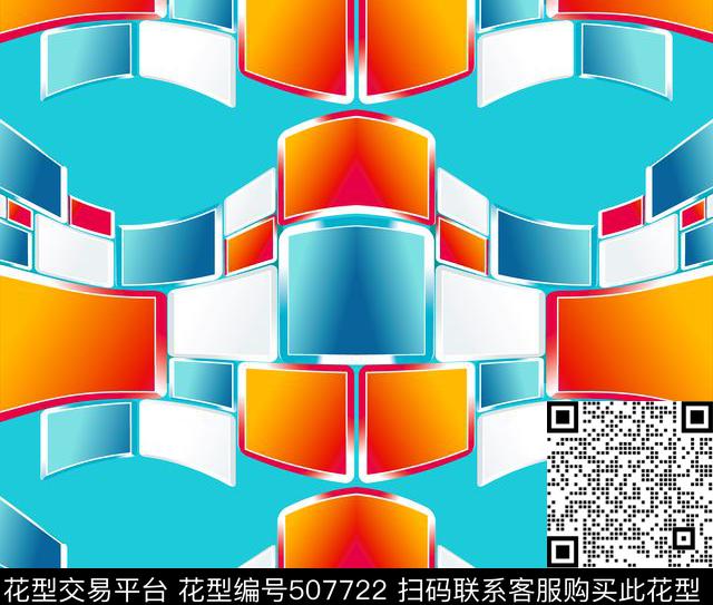 几何四边形梯形菱形渐变色组合数码印花华亿平台下载（图片编号: 507722） - 瓦栏（Walan）