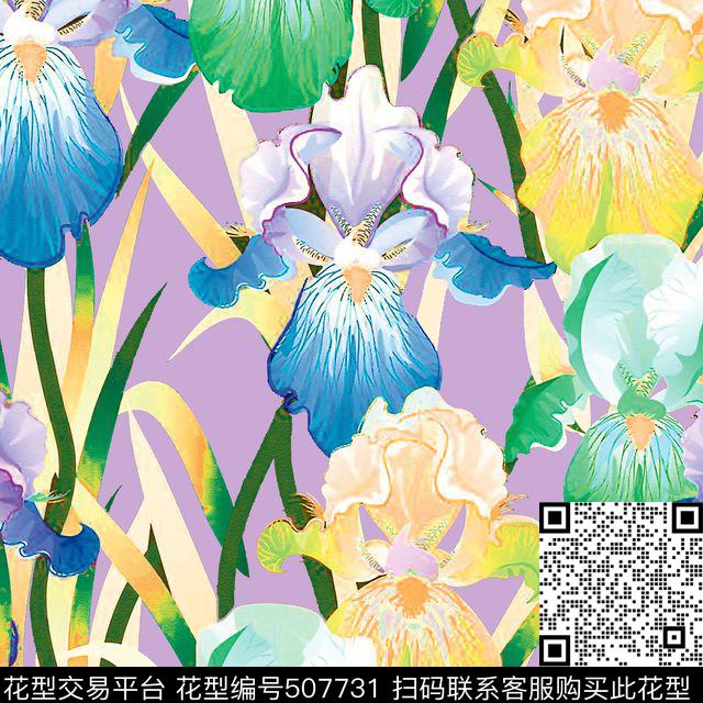 原创花卉优雅数码印花华亿平台下载（图片编号: 507731） - 瓦栏（Walan）