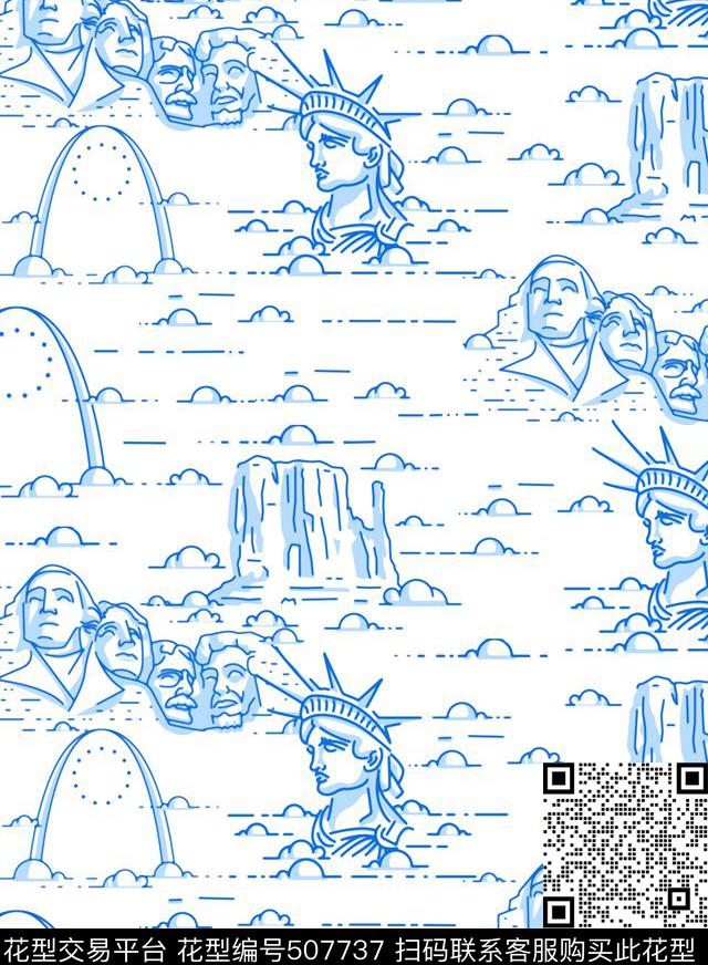 复古涂鸦云朵传统印花华亿平台下载（图片编号: 507737） - 瓦栏（Walan）