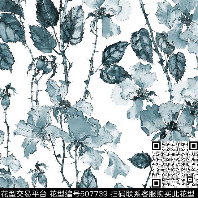 原创植物优雅数码印花华亿平台下载（图片编号: 507739） - 瓦栏（Walan）