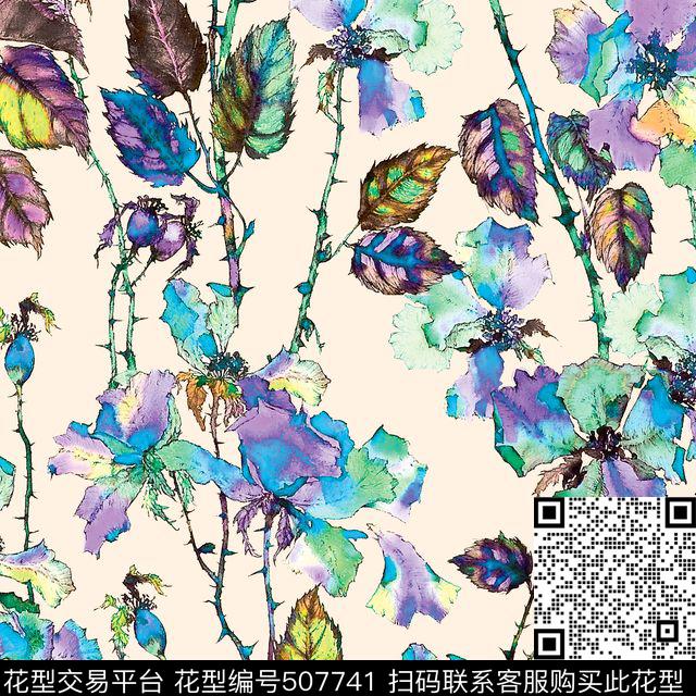 原创植物优雅数码印花华亿平台下载（图片编号: 507741） - 瓦栏（Walan）