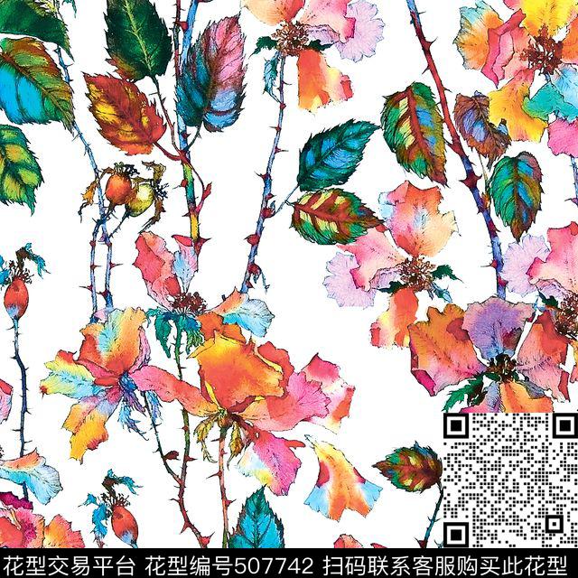 原创植物优雅数码印花华亿平台下载（图片编号: 507742） - 瓦栏（Walan）