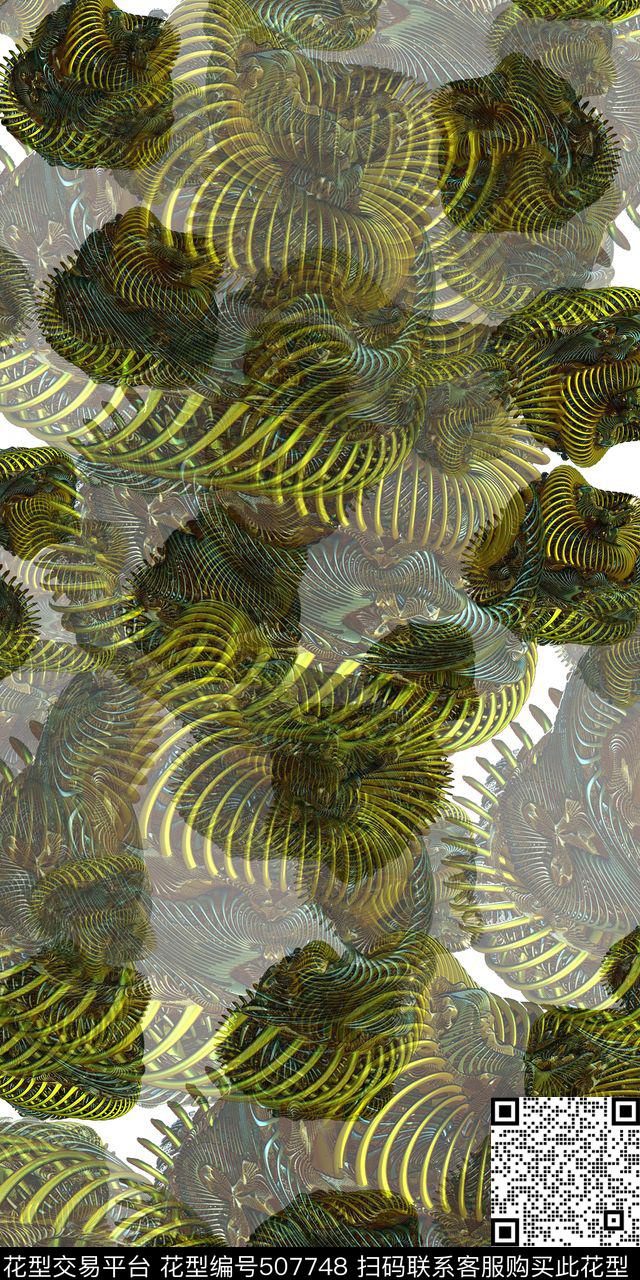 抽象几何螺旋纹数码印花华亿平台下载（图片编号: 507748） - 瓦栏（Walan）