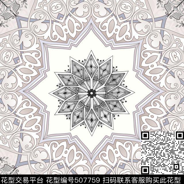 传统欧式手绘方巾-欧式花纹传统印花华亿平台下载（图片编号: 507759） - 瓦栏（Walan）