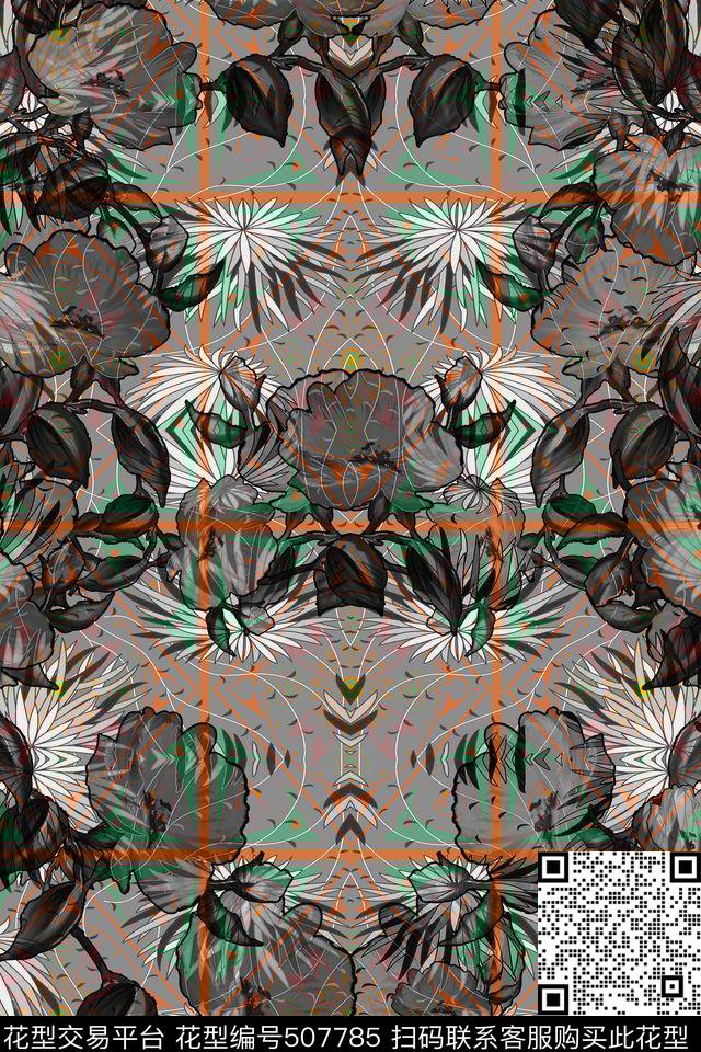 花卉组民族风复古男装暗色调数码印花华亿平台下载（图片编号: 507785） - 瓦栏（Walan）