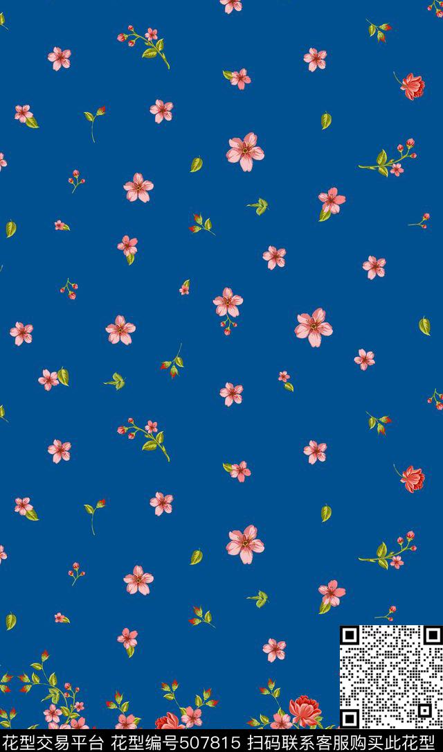 2016春夏手绘玫瑰单边定位传统印花华亿平台下载（图片编号: 507815） - 瓦栏（Walan）