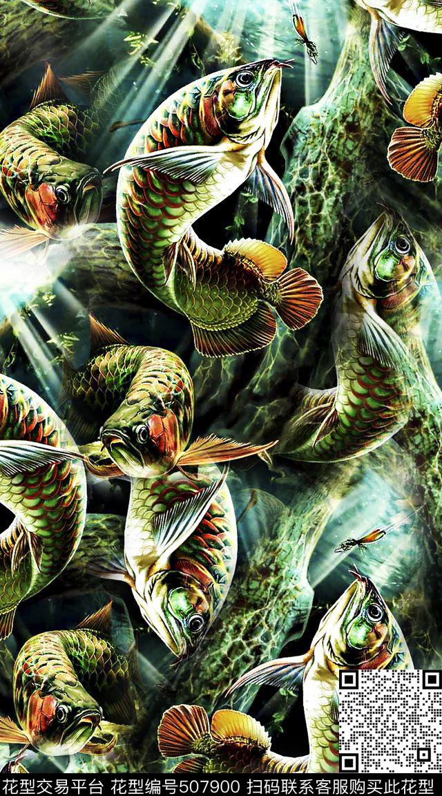 创意满版金龙鱼数码印花华亿平台下载（图片编号: 507900） - 瓦栏（Walan）