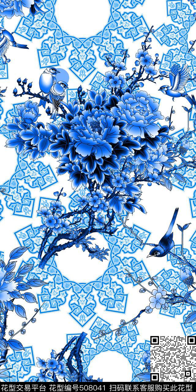 MAX-中国风民族风山水画传统印花华亿平台下载（图片编号: 508041） - 瓦栏（Walan）