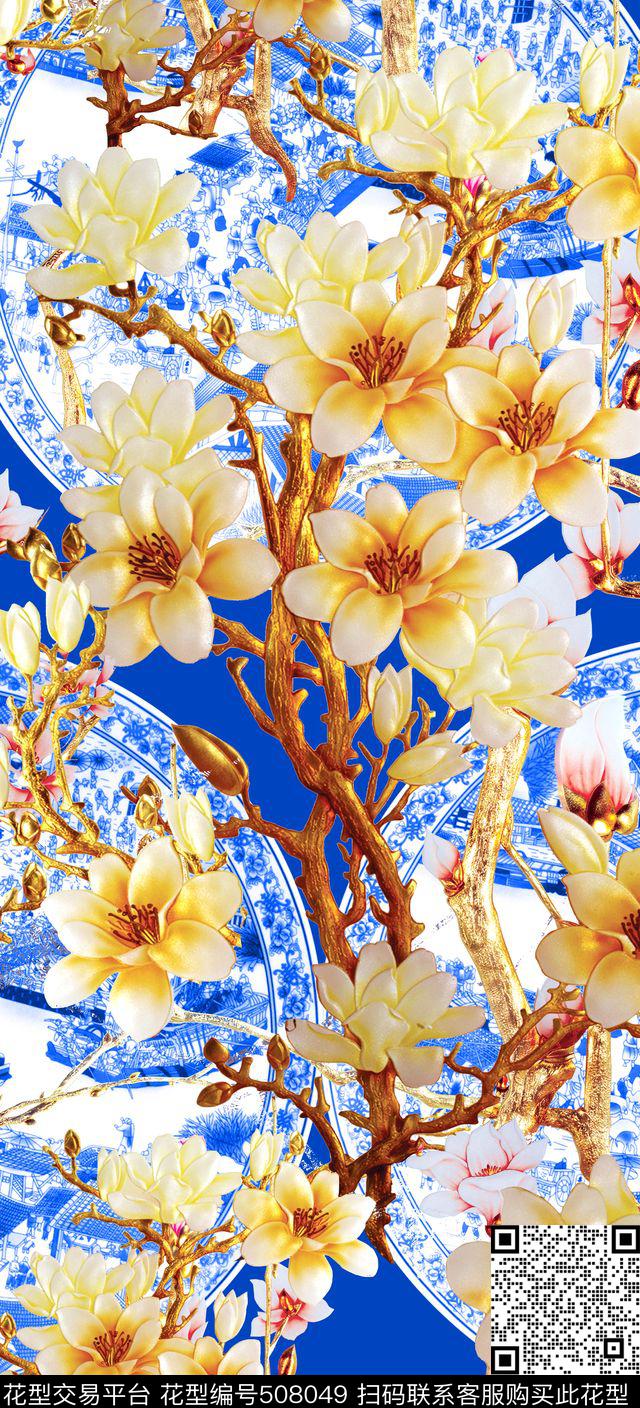 MAX-中国风民族风流行时尚数码印花华亿平台下载（图片编号: 508049） - 瓦栏（Walan）