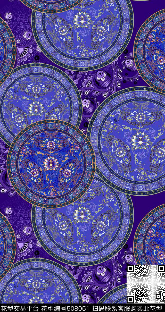 MAX-中国风民族风几何青花瓷传统印花华亿平台下载（图片编号: 508051） - 瓦栏（Walan）