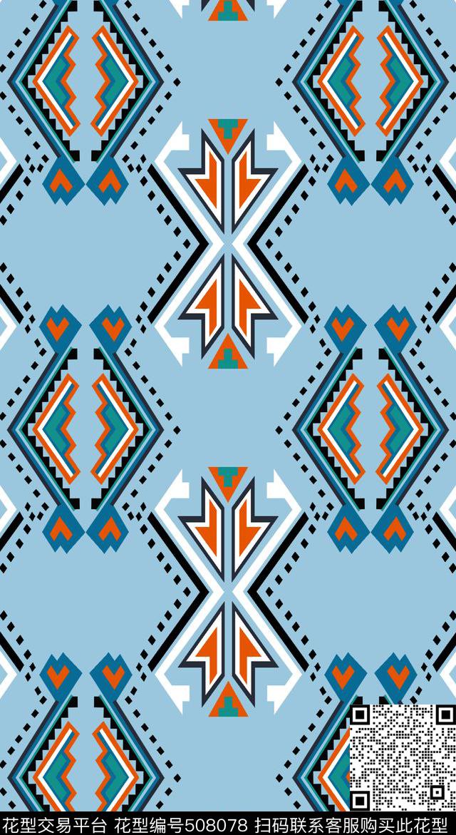 传统印花民族图案几何传统印花华亿平台下载（图片编号: 508078） - 瓦栏（Walan）