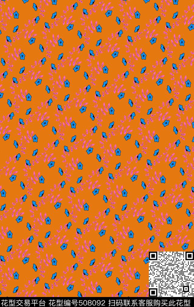 传统印花小花花卉花卉传统印花华亿平台下载（图片编号: 508092） - 瓦栏（Walan）