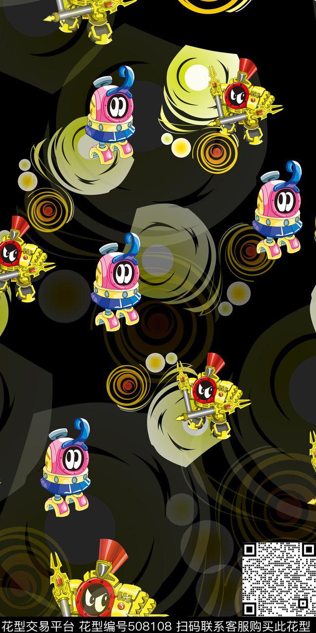 休闲机器人卡通人物数码印花华亿平台下载（图片编号: 508108） - 瓦栏（Walan）