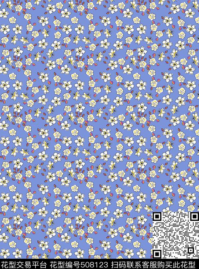 传统印花小花花卉花卉传统印花华亿平台下载（图片编号: 508123） - 瓦栏（Walan）