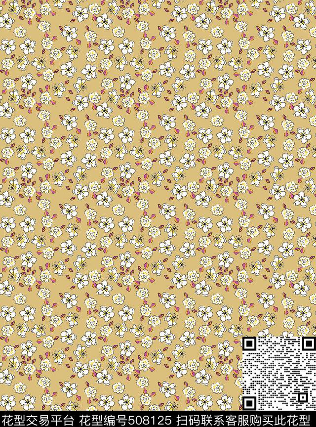 传统印花小花花卉花卉传统印花华亿平台下载（图片编号: 508125） - 瓦栏（Walan）