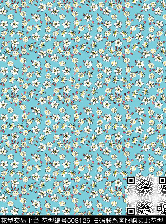 传统印花小花花卉花卉传统印花华亿平台下载（图片编号: 508126） - 瓦栏（Walan）