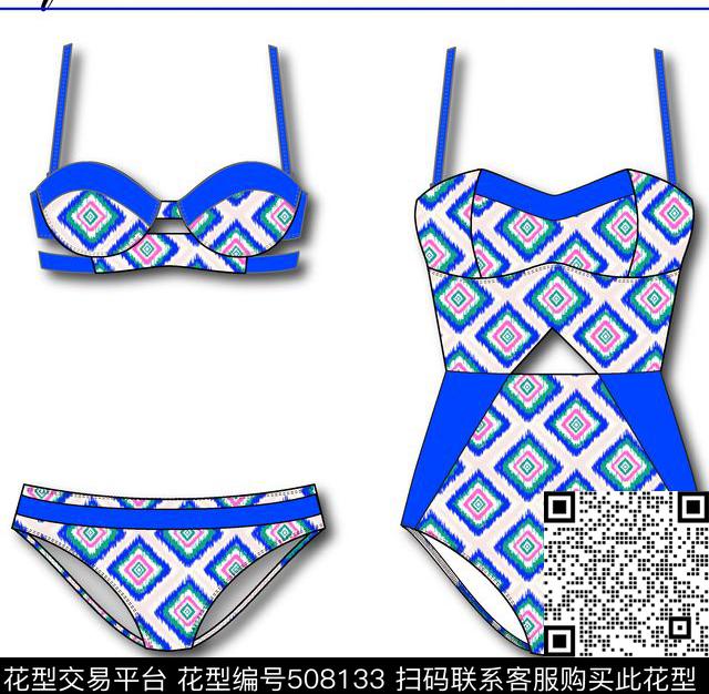 民族幾何花效果几何花时尚女装印花传统印花华亿平台下载（图片编号: 508133） - 瓦栏（Walan）