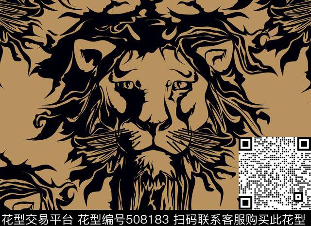抽象简约狮子头传统印花华亿平台下载（图片编号: 508183） - 瓦栏（Walan）