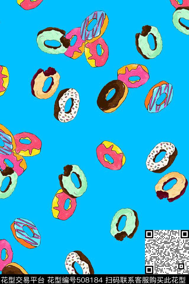 彩色甜甜圈休闲风裙装可爱数码印花华亿平台下载（图片编号: 508184） - 瓦栏（Walan）