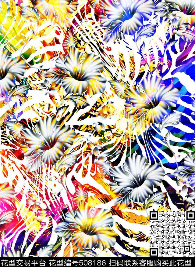 潮流高端欧美风格数码印花华亿平台下载（图片编号: 508186） - 瓦栏（Walan）