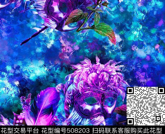 抽象科技流行数码印花华亿平台下载（图片编号: 508203） - 瓦栏（Walan）