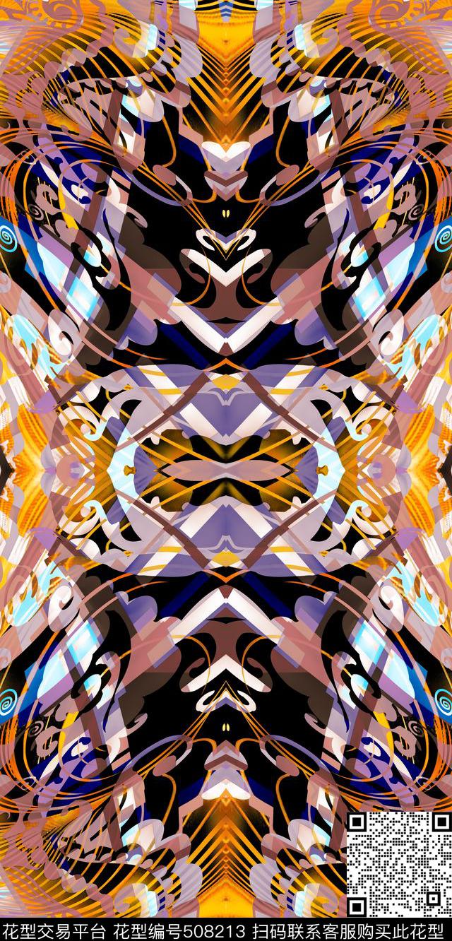 几何时尚时装数码印花华亿平台下载（图片编号: 508213） - 瓦栏（Walan）