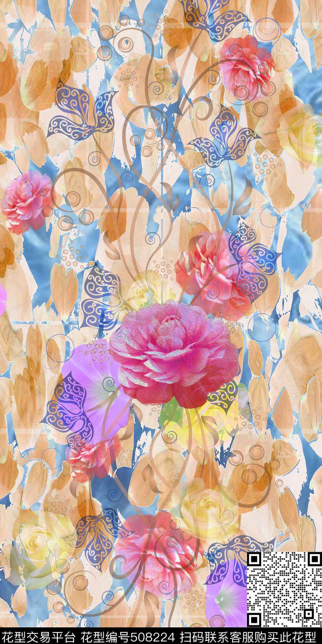 活力青春优雅清新花卉女装数码印花华亿平台下载（图片编号: 508224） - 瓦栏（Walan）