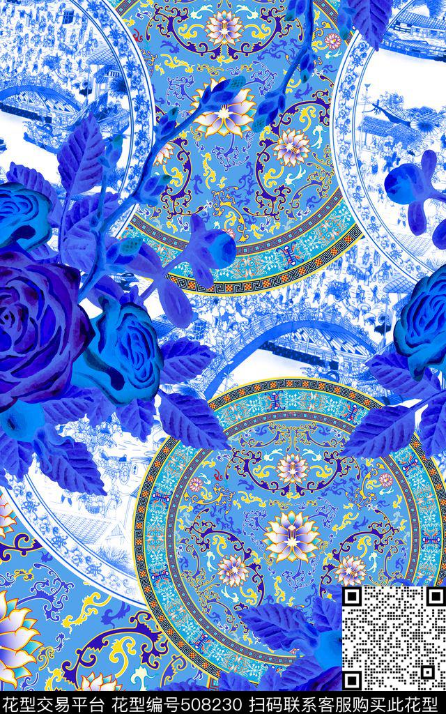 MAX-中国风民族风流行时尚数码印花华亿平台下载（图片编号: 508230） - 瓦栏（Walan）