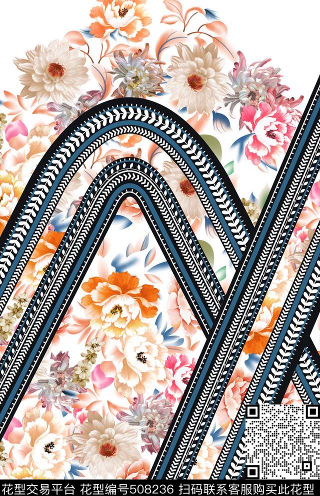 欧美时尚花卉数码印花华亿平台下载（图片编号: 508236） - 瓦栏（Walan）