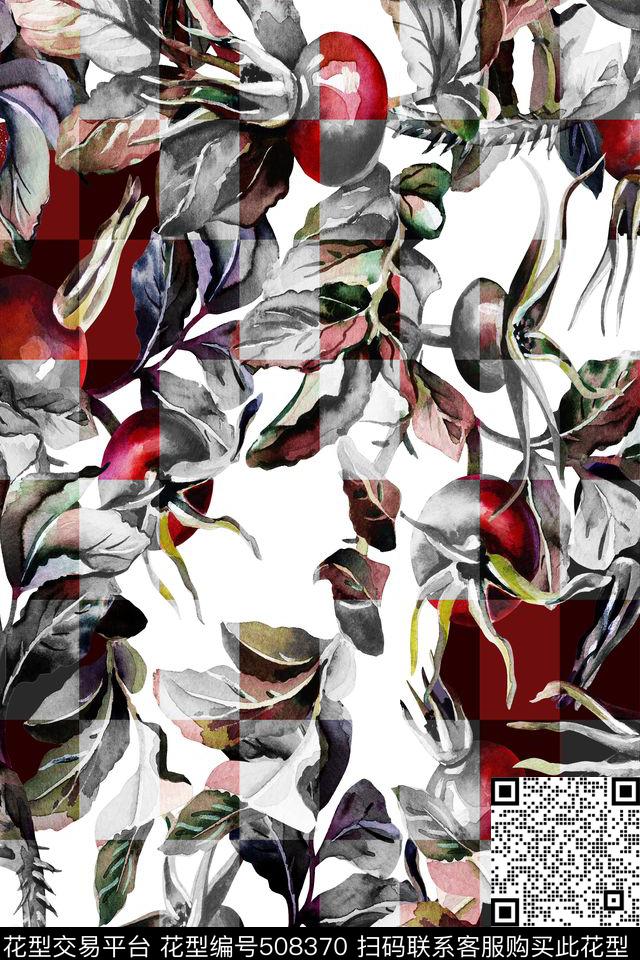 手绘植物数码服装面料华亿平台休闲时尚水彩仿古数码印花华亿平台下载（图片编号: 508370） - 瓦栏（Walan）
