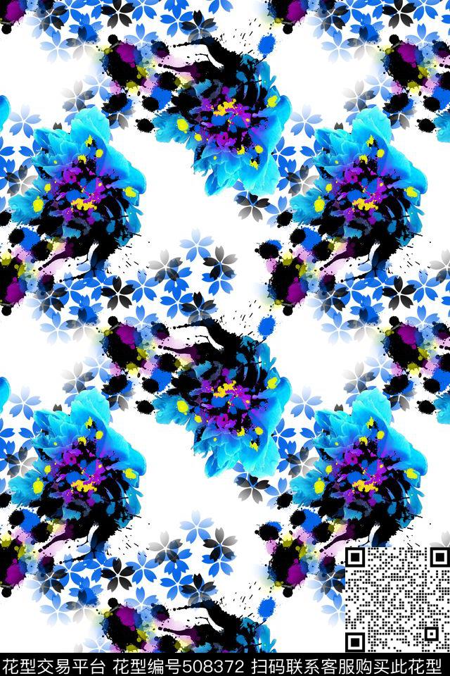 手绘原创花卉数码印花华亿平台下载（图片编号: 508372） - 瓦栏（Walan）