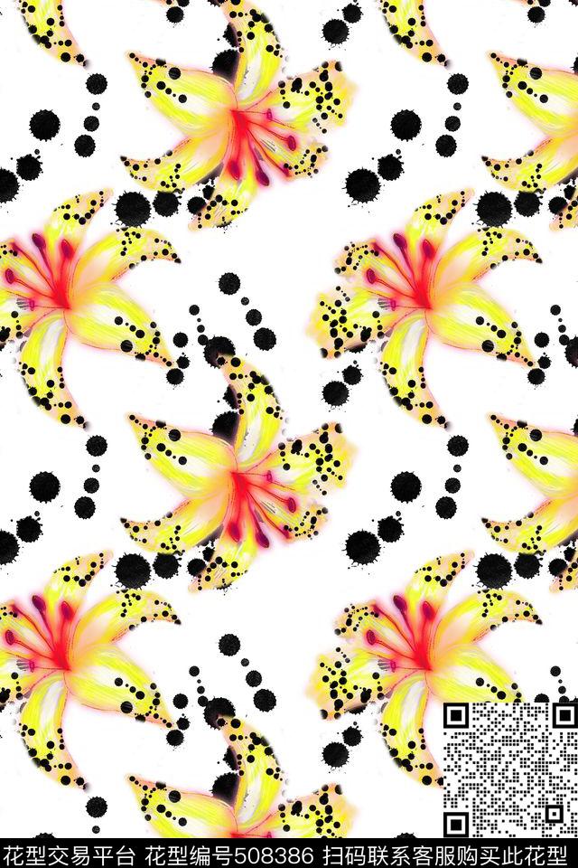 手绘水彩水墨数码印花华亿平台下载（图片编号: 508386） - 瓦栏（Walan）